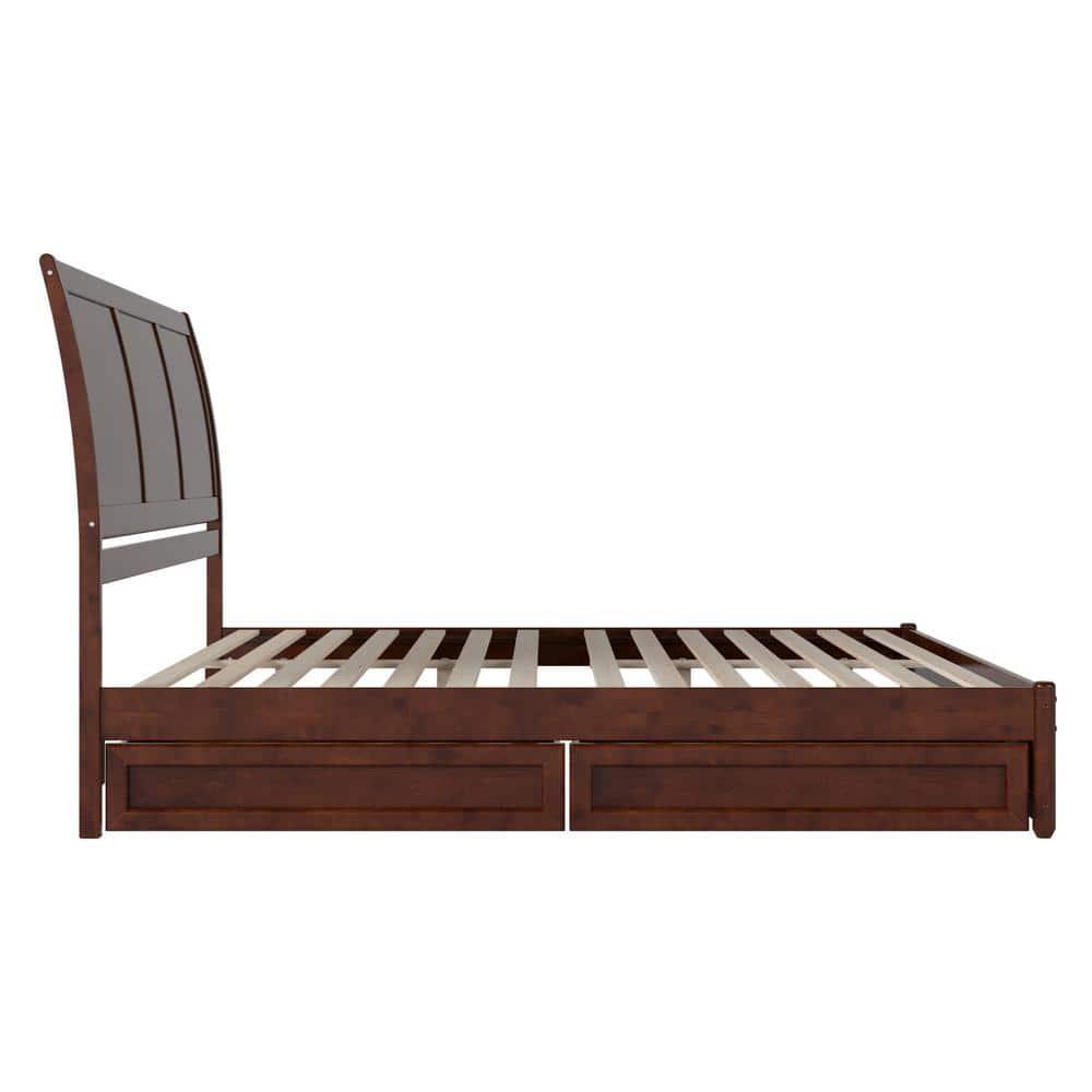 AFI, Andorra King Platform Bed with Panel Footboard and Storage Drawers, Walnut