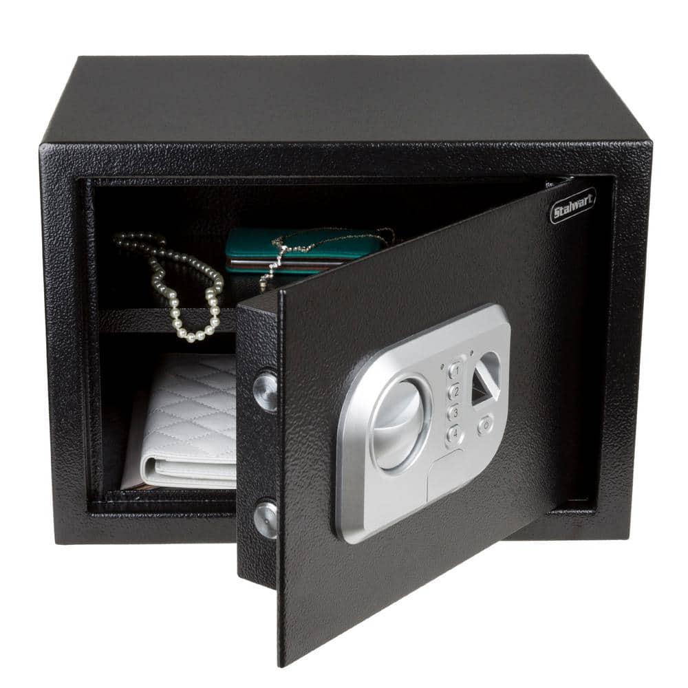 Stalwart Stalwart Electronic Safe - Digital Biometric Fingerprint Lock Box with 2 Override Keys (Black)