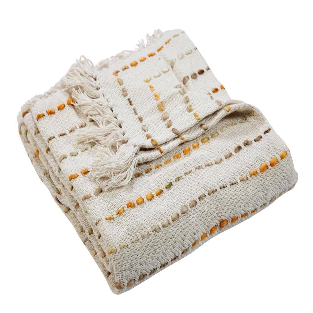 Rajani Home Deep Ombre Striped Handmade Woven Throw Blanket with Fringe
