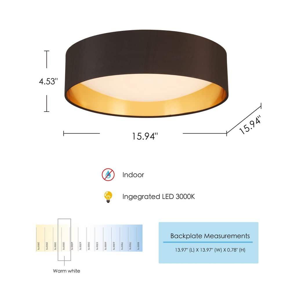 Eglo Lighting Orme 16 Inch Flush Mount Ceiling Light Fixture, Black & Gold