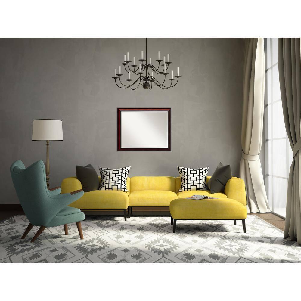 Amanti Art Rubino Cherry Scoop Beveled Wood Wall Mirror 25 x 31 in.