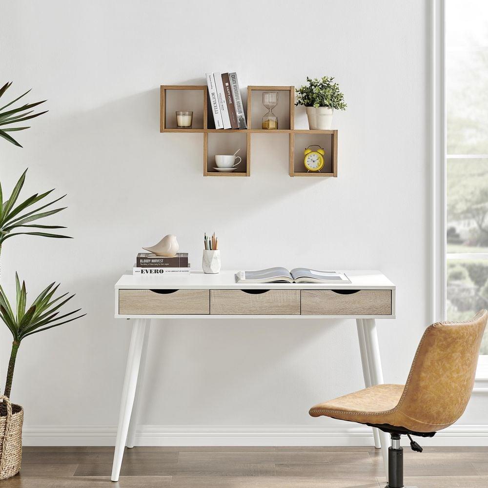 Danya B. 30" x 15.25" Cubby Chessboard Wall Shelf Chestnut - MDF, Contemporary Design, Interlocking