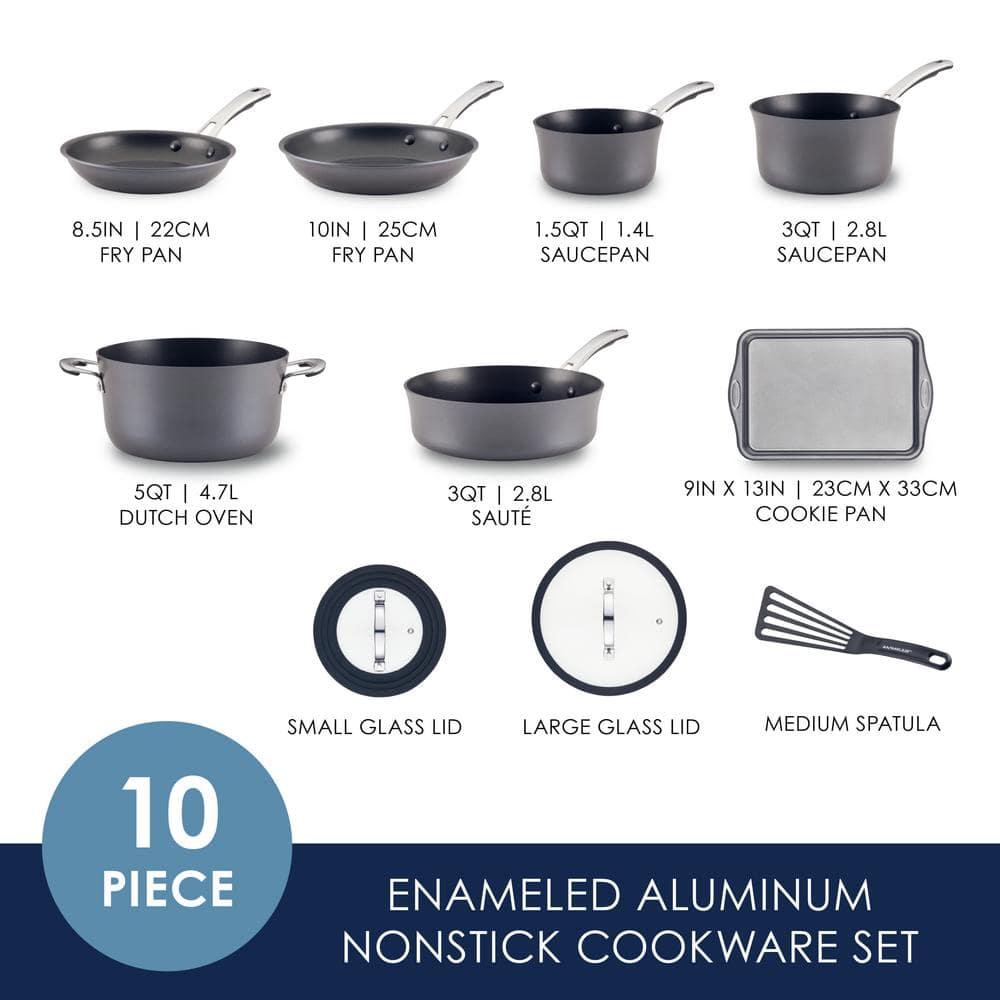 Cook + Create 10-Piece Hard Anodized Aluminum Nonstick Cookware Set in Black