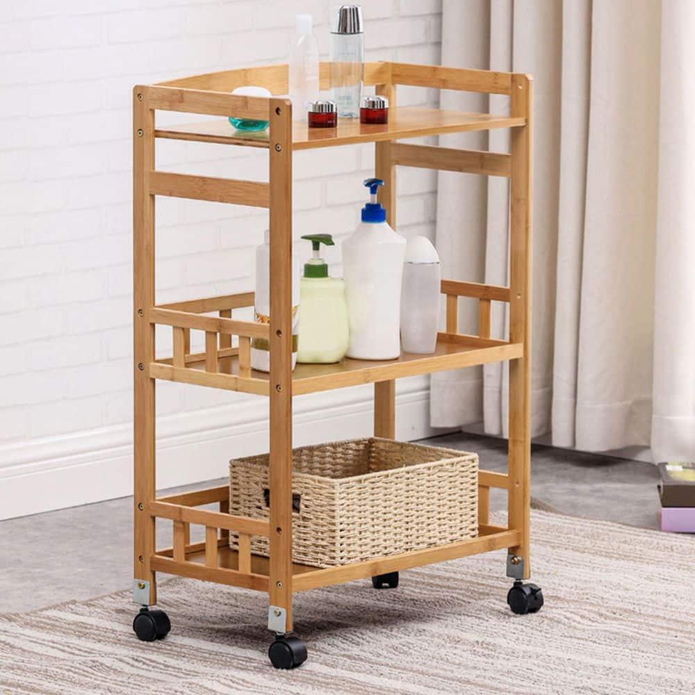 CNCEST Rolling Home Bar Serving Cart,3 Tier Mobile Kitchen Serving Trolley Cart Rolling Bar with Removable Trays and 4 Wheels,Coffee,Tea,Wine,Whiske,Serving Cart for Restaurant/Hotel/Hospital