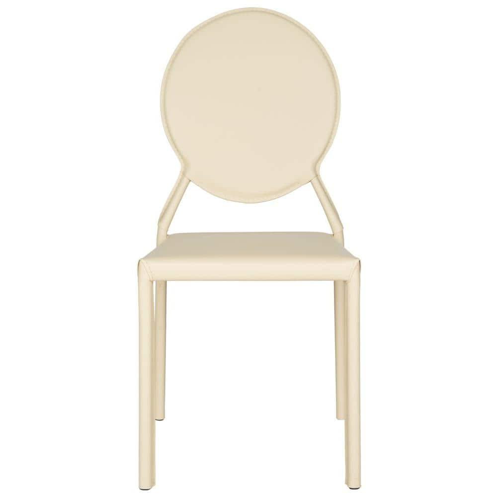 Warner Round Back Leather Side Chair (Set of 2) - FOX2018 - Butter Cream - Safavieh Couture