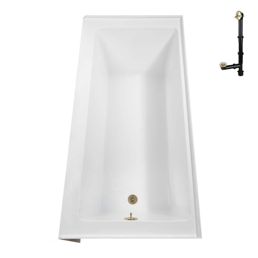 Streamline 66 in. x 32 in. Acrylic Right-Hand Drain Alcove Bathtub in Glossy White With External Drain