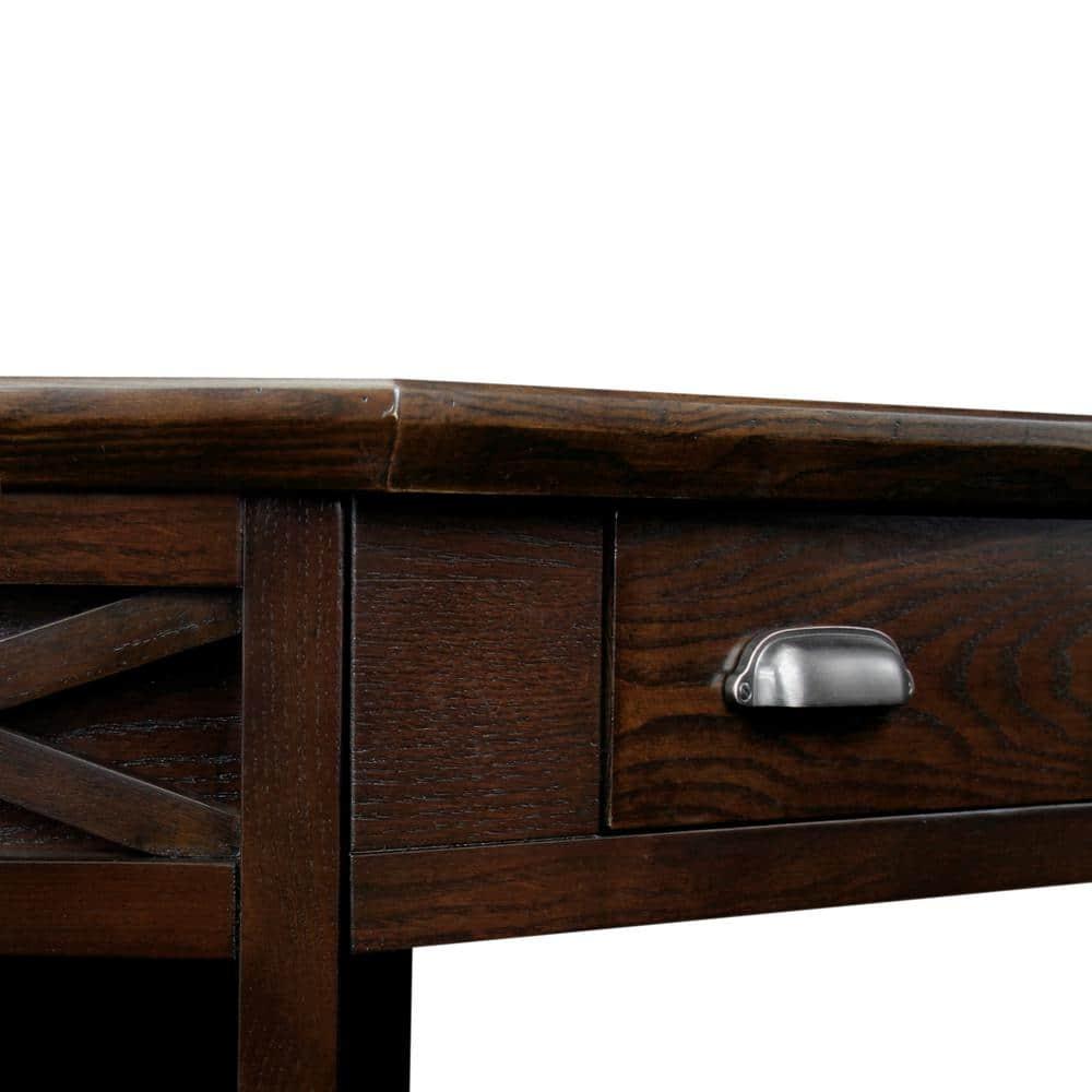 Leick Home 81430 Corner Computer/Writing Desk with Drawer and Shelf, Made with Solid Wood, Chocolate Oak