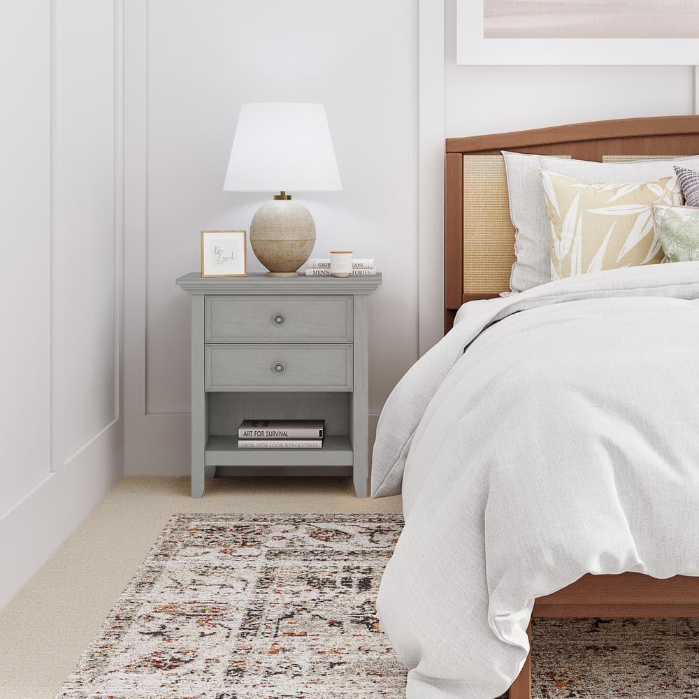 Simpli Home Amherst Solid Wood Bedside Table In Fog Grey