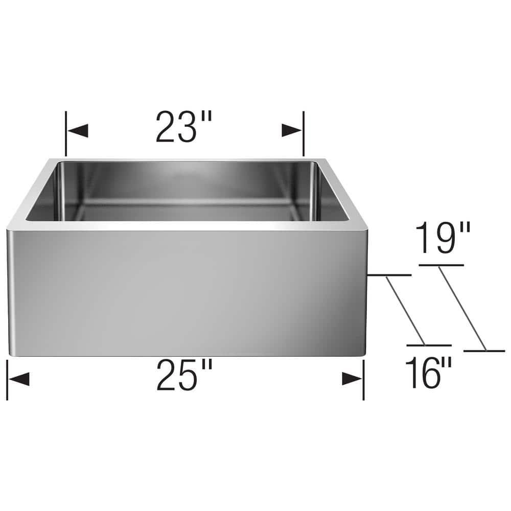 Quatrus 25" L x 19'' W Single Bowl Stainless Steel Farmhouse Sink