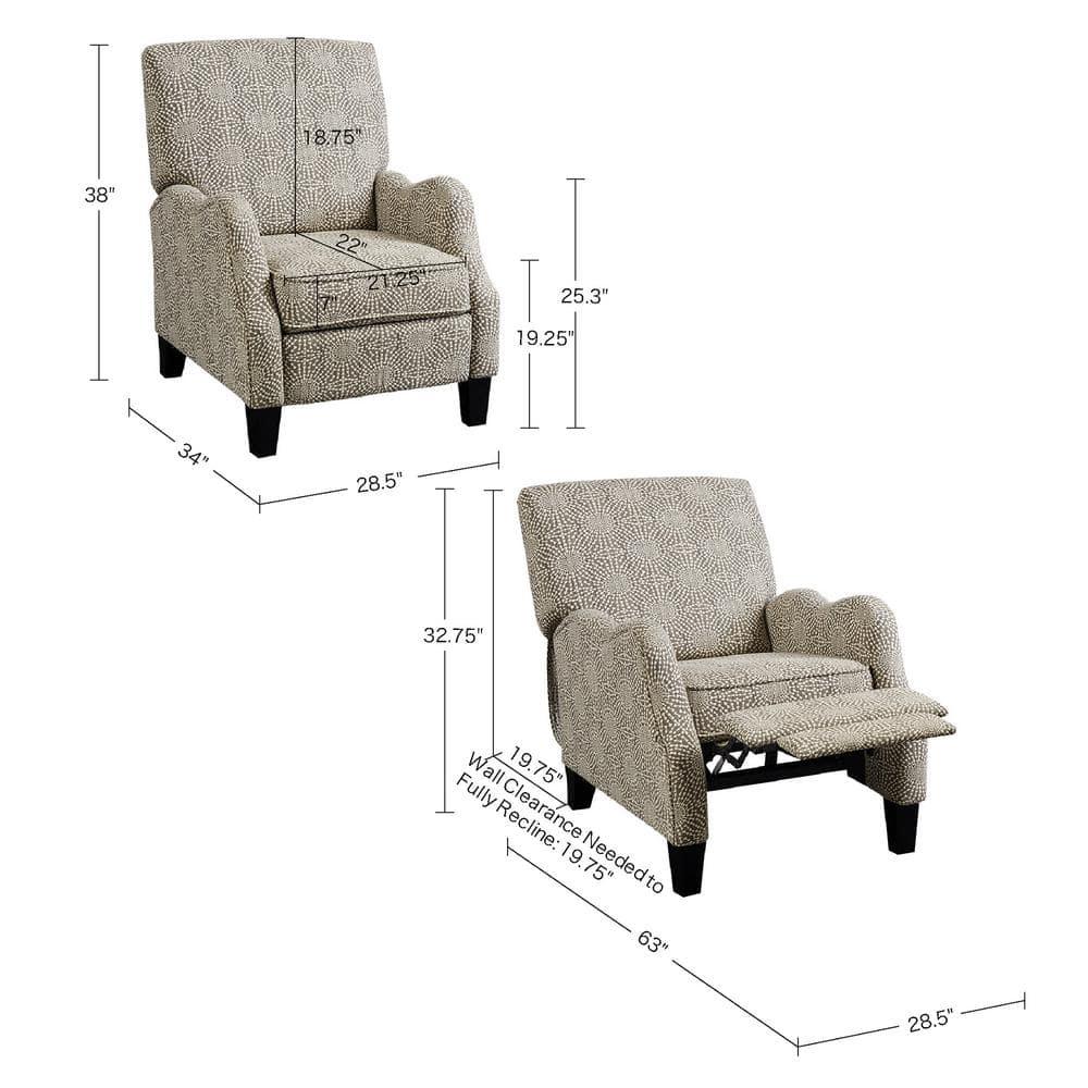 Hoffman Push Back Recliner Beige Multi See below