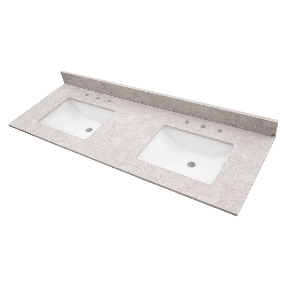 MSI 61 in. x 22 in. D Bathroom Vanity Top with Double Sinks