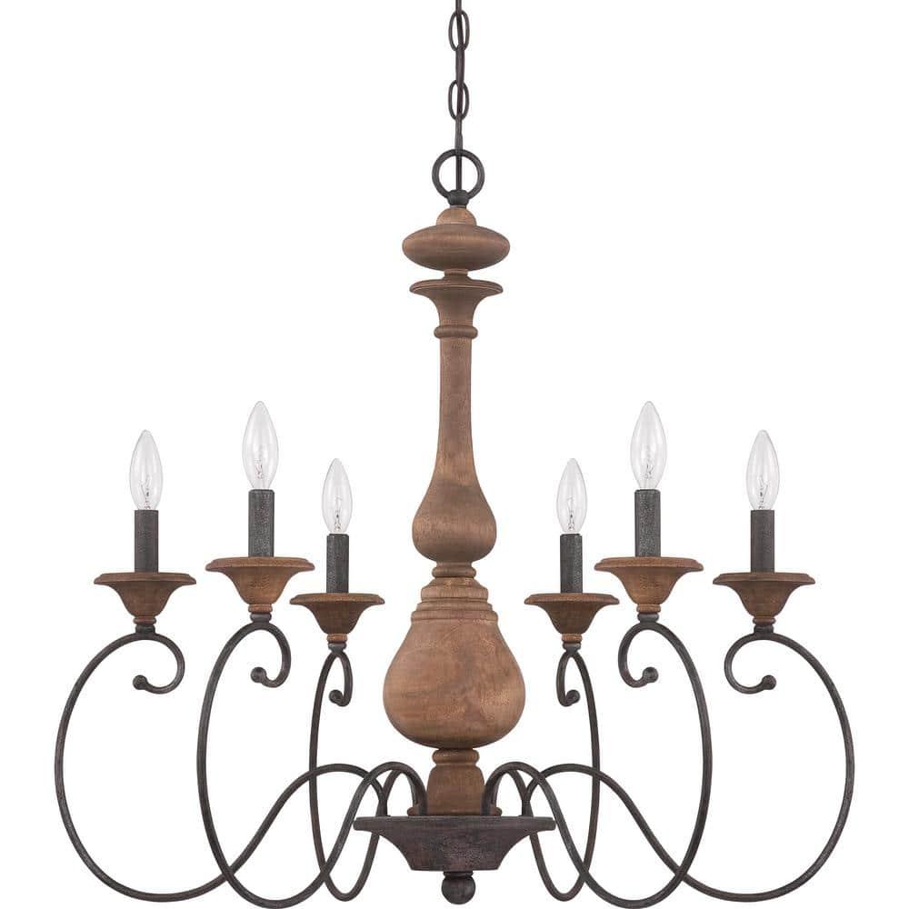 Quoizel Lighting Auburn 6 - Light Chandelier in  Rustic Black