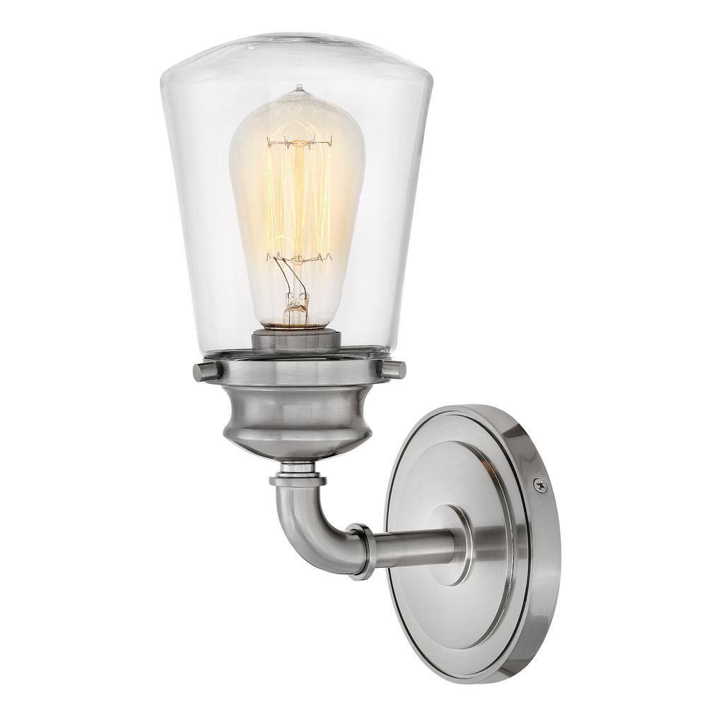 Fritz Outdoor Brushed Nickel Dimmable Wall Sconce with Clear Glass
