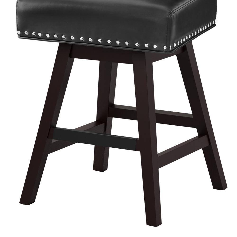 Dycanpo 26'' Swivel Bar Stools Set of 2, Upholstered Barstool with Footrest for Kitchen,Black-Faux Leather