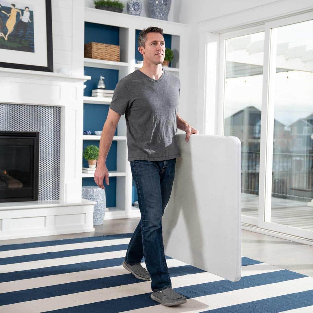 Lifetime 37 inch Square Folding Table, Indoor/Outdoor Commercial Grade, White Granite (80783)