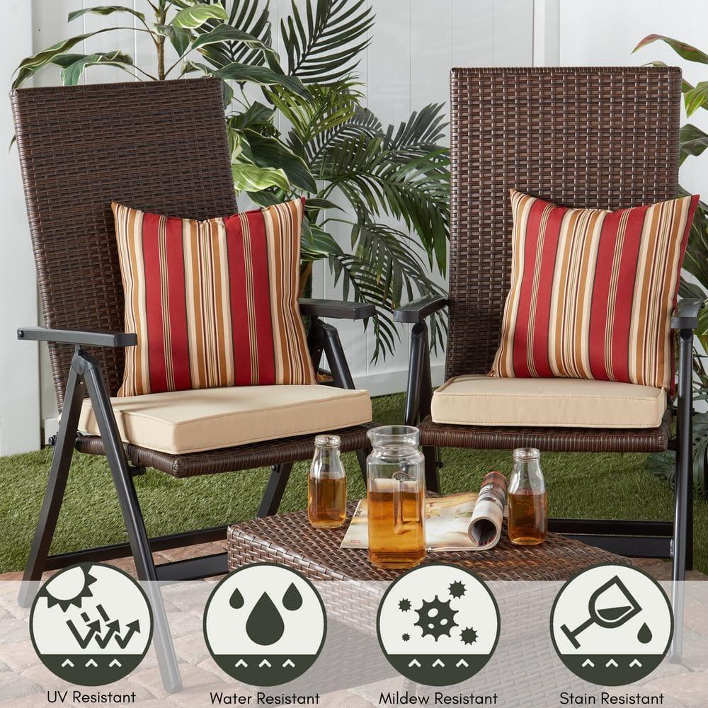 Greendale Home Fashions 18 x 18 in. Stone Square Outdoor Chair Pad (Set of 2)