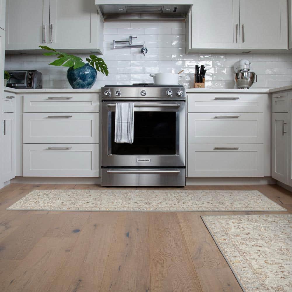 GelPro NeverMove Machine Washable Traditional Jordan Oatmeal Area Rug
