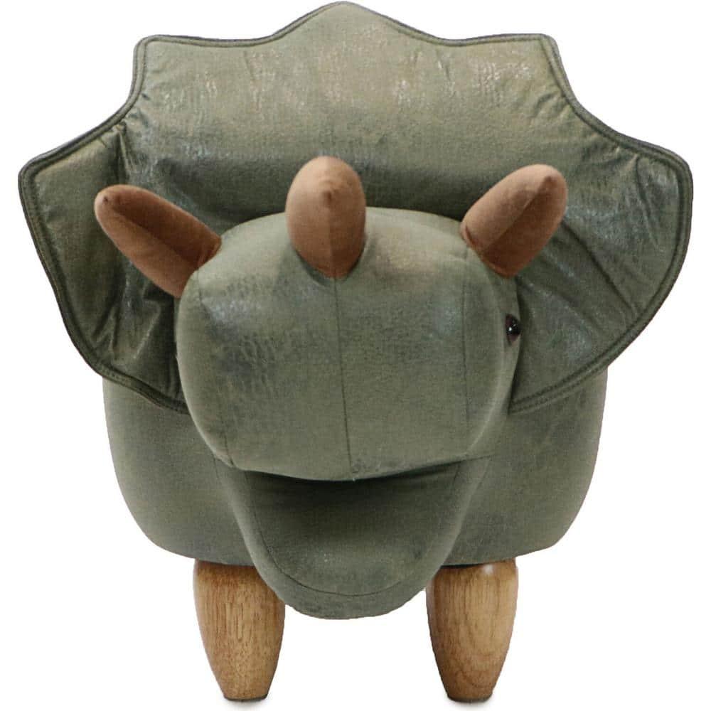 Critter Sitters Critter Sitters 15-In. Seat Height Green Triceratops Dinosaur Animal Shape Storage Ottoman Stool