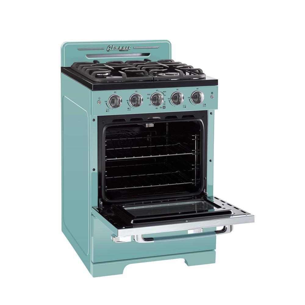 Unique Classic Retro 24" 2.9 cu/ft Freestanding Gas Range with Convection Oven and Sealed Burners