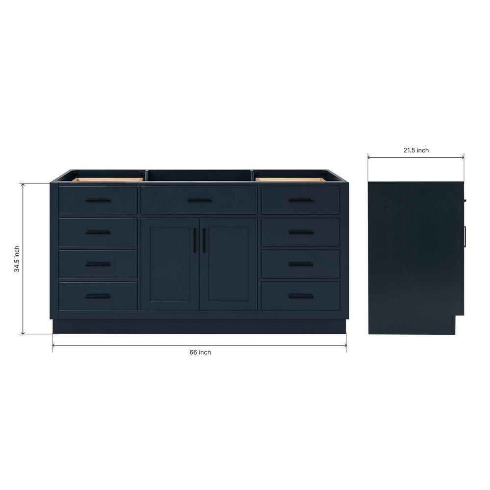Hepburn 66 in. W x 21.5 in. D x 34.5 in. H Single Sink Freestanding Bath Vanity Cabinet without Top in Midnight Blue