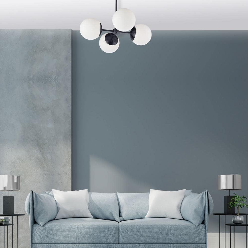 Dainolite  Dayana 4 Light Transitional Matte Black Luxury Globe Chandelier