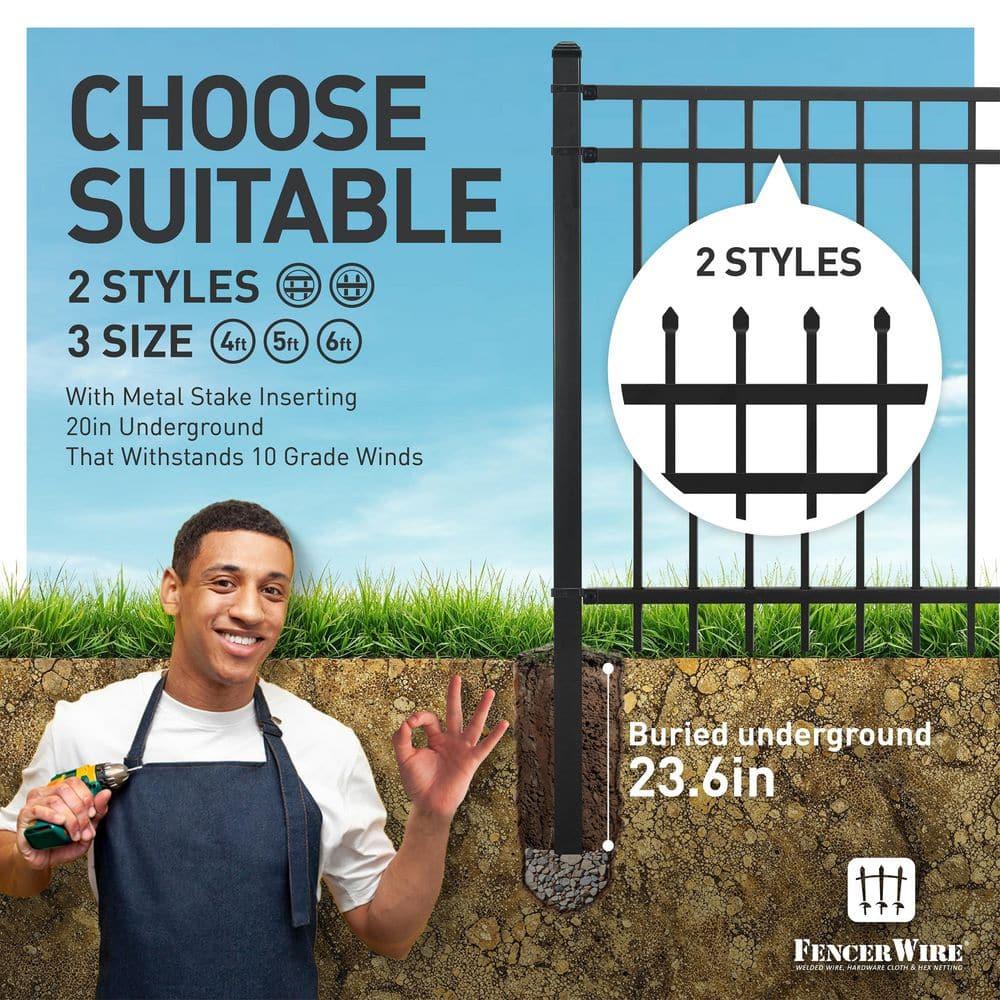 5 ft. x 6 ft. Heavy Duty Flat Top Metal Fence Panel, Anti-Rust Decorative Garden Fence Panel (Single Panel)