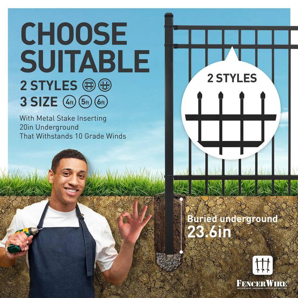 5 ft. x 6 ft. Heavy Duty Flat Top Metal Fence Panel, Anti-Rust Decorative Garden Fence Panel (Pack of 10)