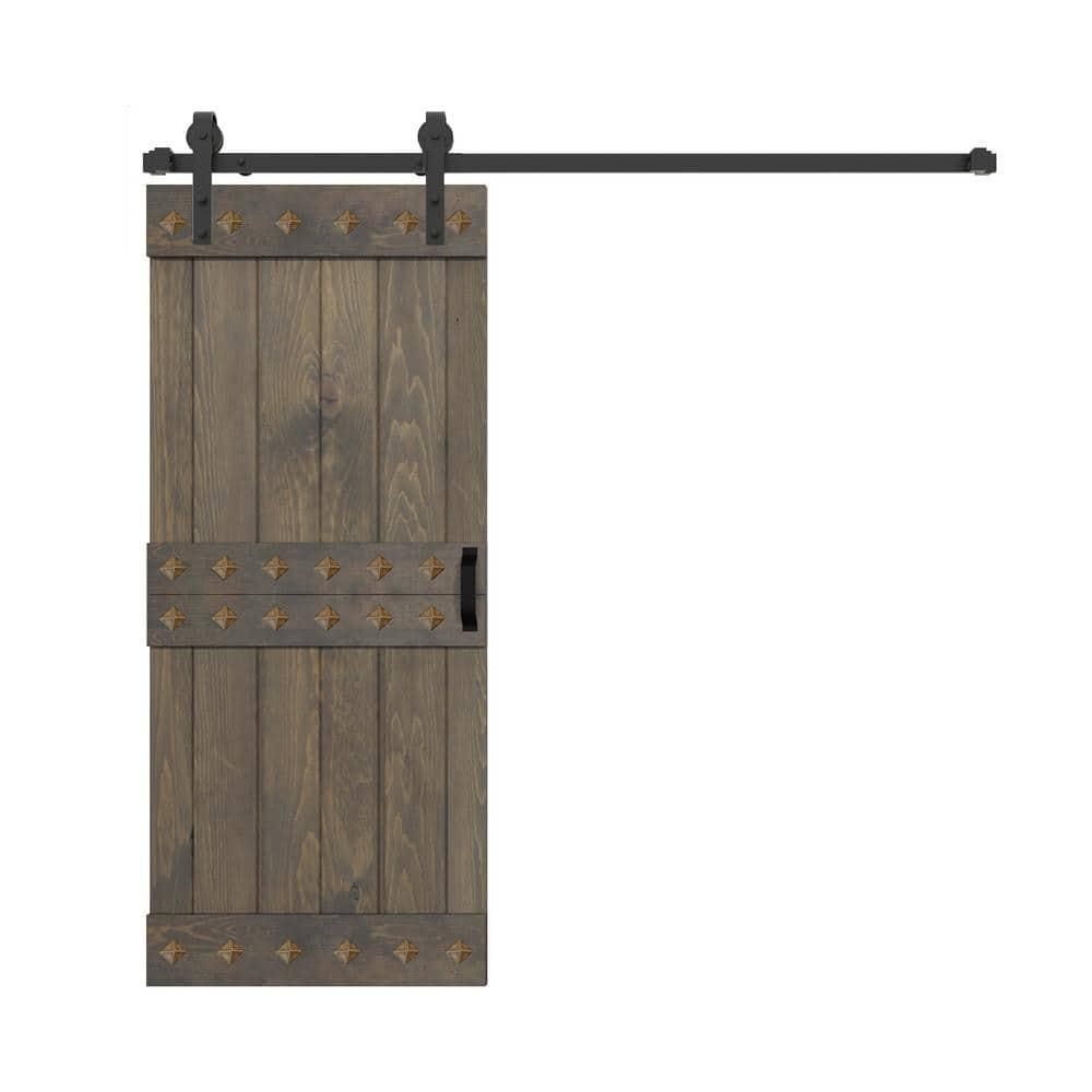 IsLife 84'' Solid Wood Paneled Matte with Installation Hardware Kit Barn Door