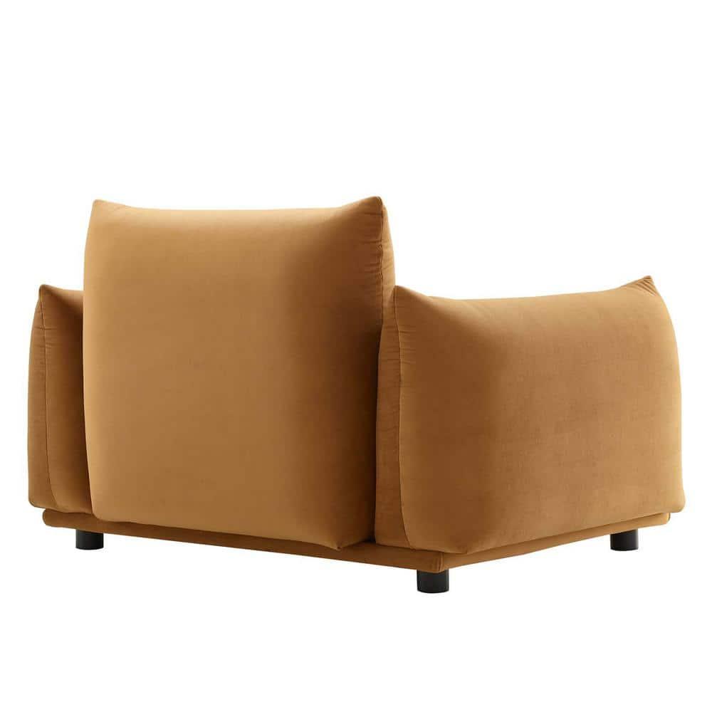 Copious Performance Velvet Armchair Cognac - Modway: Oversized, Indoor Lounge, Stain-Resistant