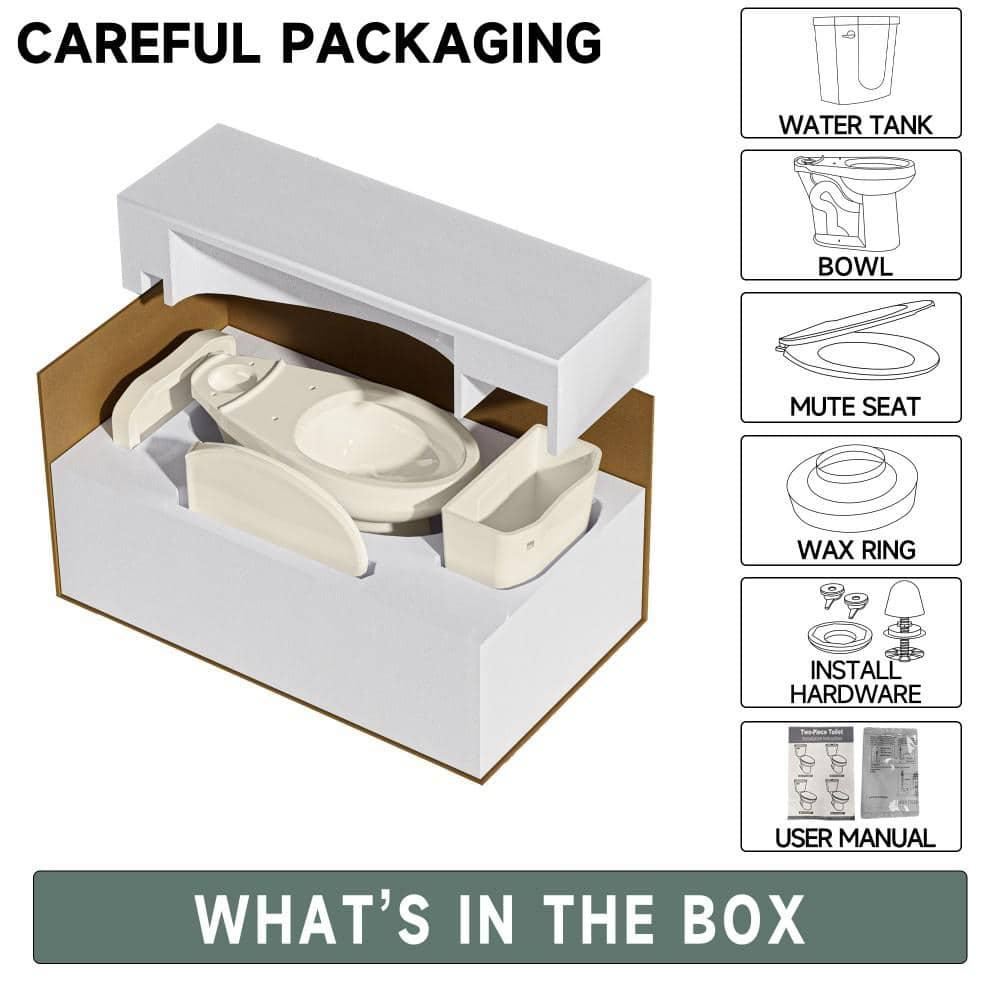 Extra Tall Toilet 21 in. 1.1/1.6 GPF Dual Flush Elongated Tall 2-Piece Toilet in Bone with Quiet-Close Seat for Seniors