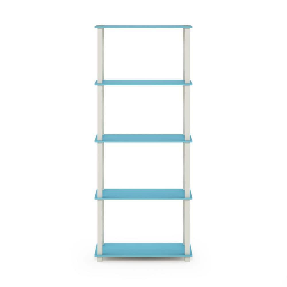 Furinno Turn-S-Tube 5-Tier Square Tubes Display Shelf, Light Blue/White
