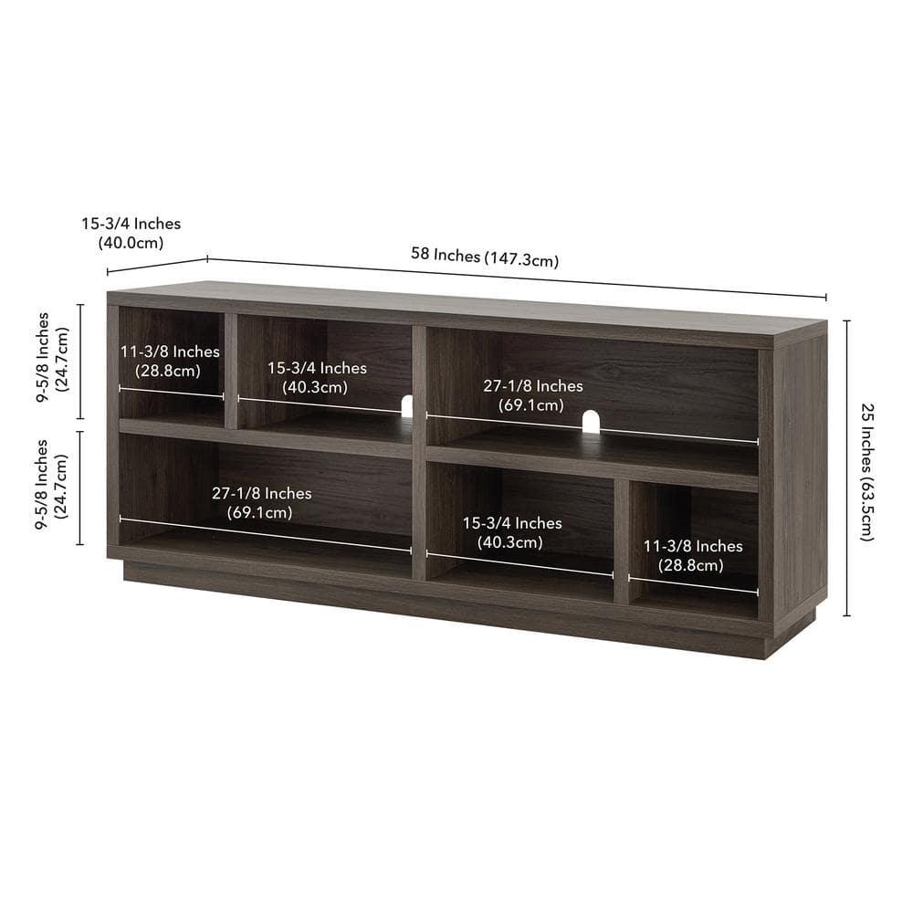 Evelyn&Zoe Bowman Rectangular TV Stand for TV's up to 65", Alder Brown