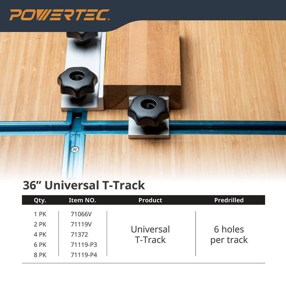 POWERTEC 10PK T Track Knob Kit w/ 7 Star Knob, 1/4-20 Threaded Bolts and Washers, T Track Bolts, T Track Accessories for Woodworking Jigs and Fixtures (71481)
