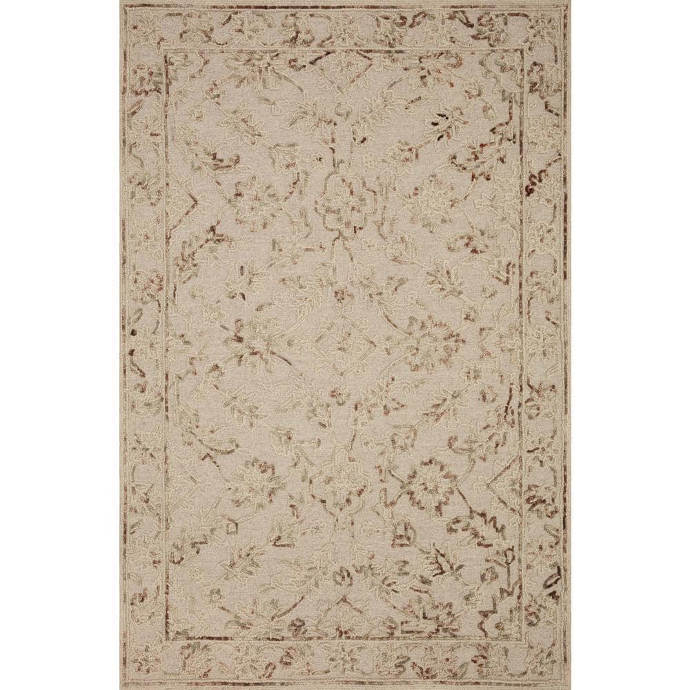 Loloi II Halle Floral Traditional Area Rug, Off-White, 7'.9" x 9'.9"