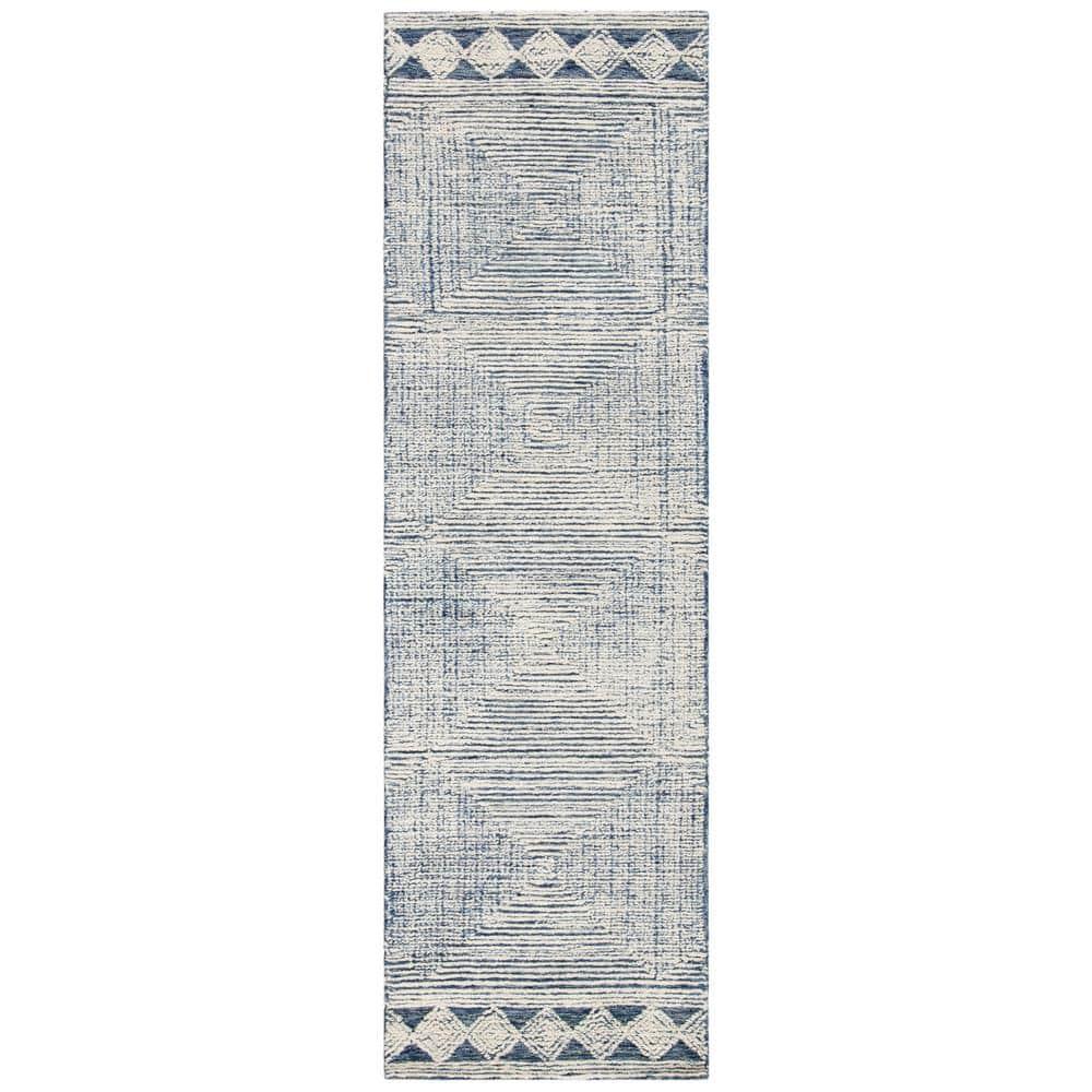 Abstract ABT349 Hand Tufted Runner Rug - Ivory/Navy - 2'3"x6' - Safavieh .