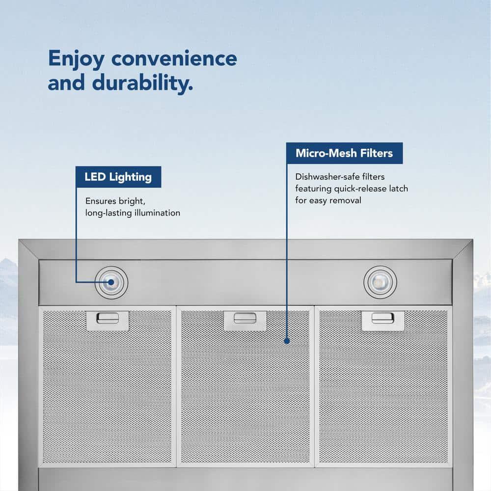 Broan-NuTone BWP1364SS Pyramidal Range LED Lighting Convertiable Wall-Mount Kitchen Chimney Vent Hood, 36-Inch, Stainless Steel