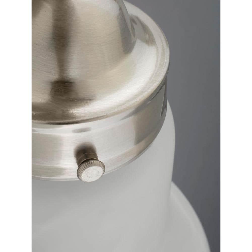 Progress Lighting Bedford 5-Light Chandelier, Brushed Nickel, Alabaster Glass Shades