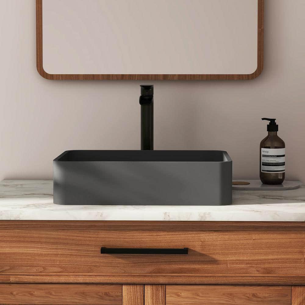 CASAINC Maple 12.79'' Concrete Rectangular Bathroom Sink