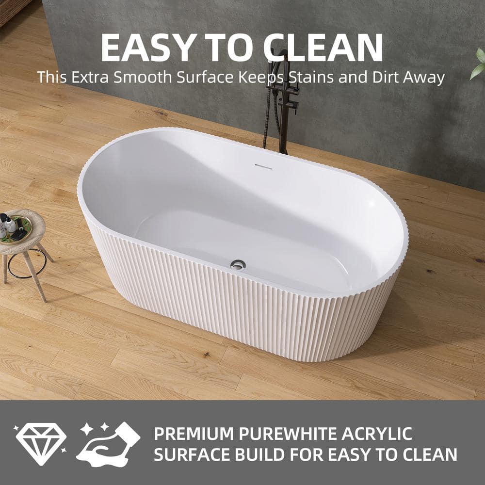 59" X 30" Freestanding Corner Soaking Acrylic Bathtub