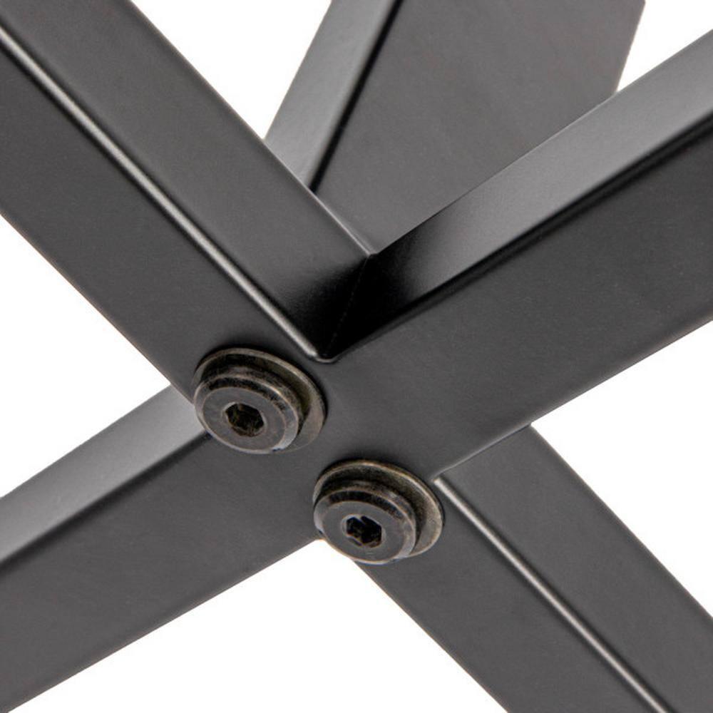 Household Essentials Harper Metal Bench with Boucle Upholstered Cushion, Blue-Grey and Black