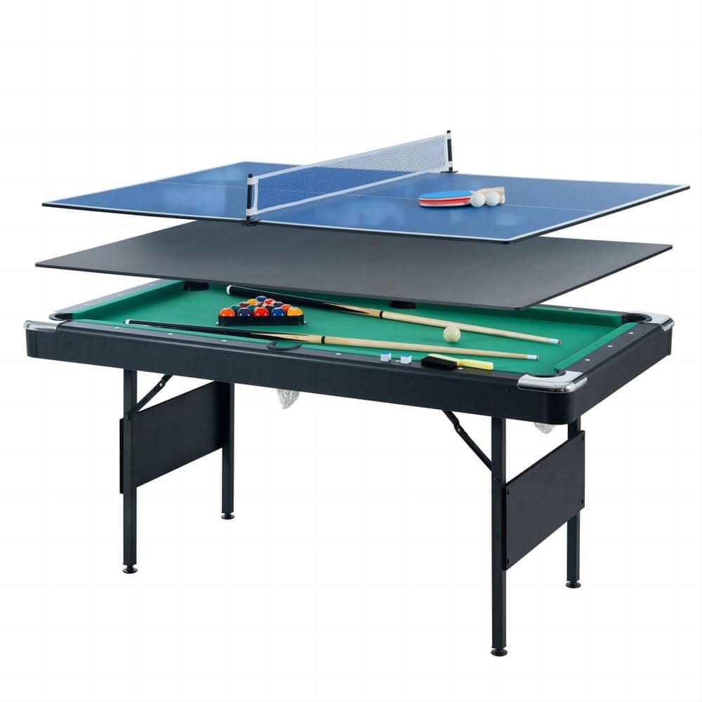 Danolapsi 5.5 FT 3-in-1 Portable Pool Table,Folding Pool Table,Foldable Billiards Game Table for Kids and Adults,Billiard Table,Table Tennis,Dining Table,with Safety Anti Collapse Locks Legs
