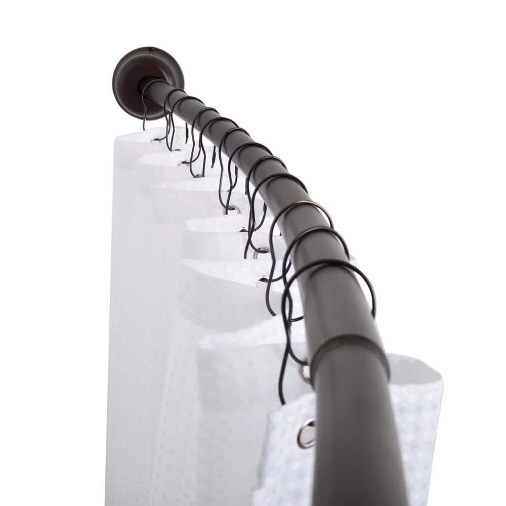 Utopia Alley Utopia Alley Rustproof Fixed Mount Single Curved Shower Rod, Aluminum, adjustable from 45" to 72" Wide