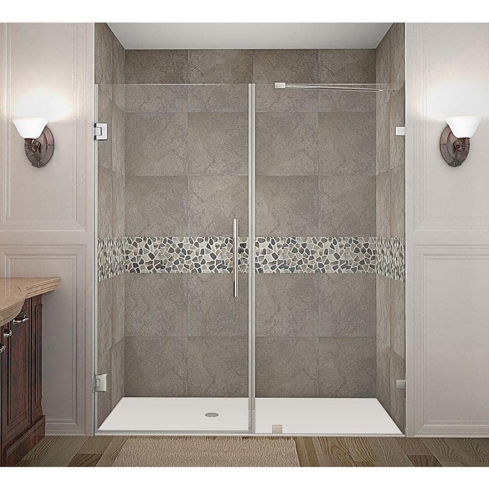 Nautis 72" H Hinged Frameless Shower Door