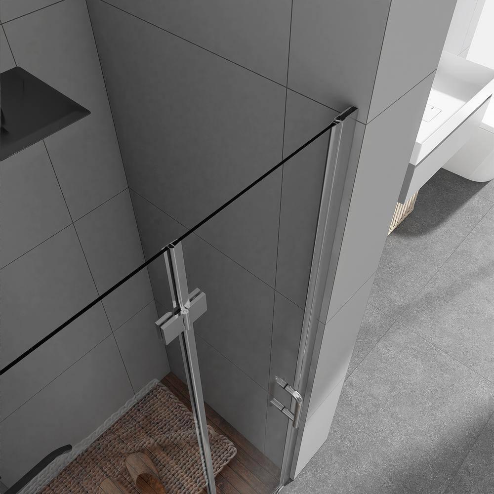 Sarlai 30 - 31 3/8" W x 72" H BiFold Frameless Glass Shower Door with Clear Tempered Glass S-SD3072BF-CH