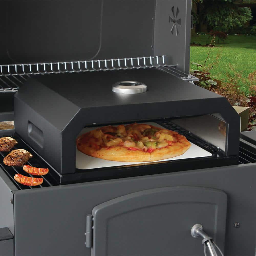 GrillFest Grill Top Outdoor Pizza Oven - Baking Stone, Stainless Steel Sides
