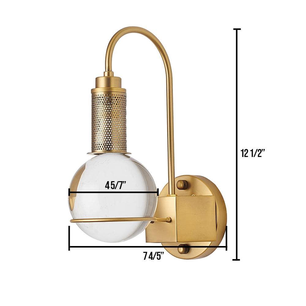 Bethel International Wall Sconce Antique Brass Metal & Crystal