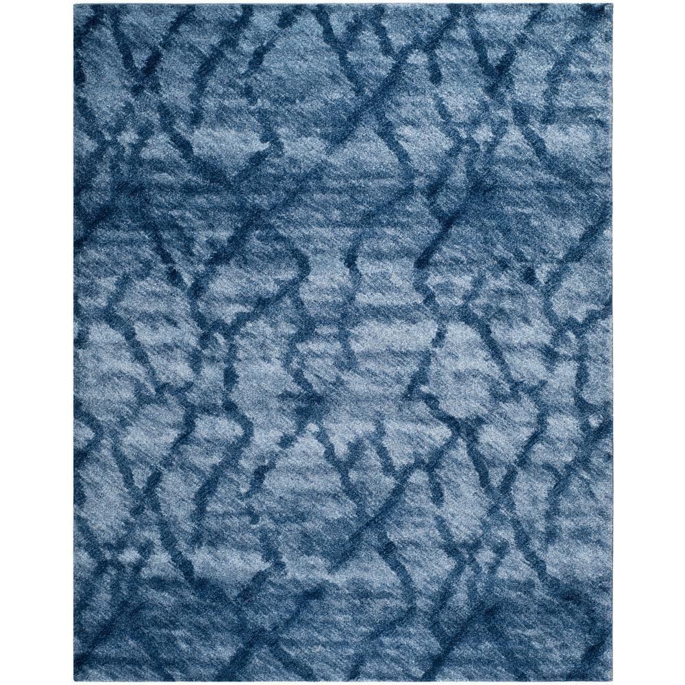 SAFAVIEH Retro Collection Accent Rug - 4' x 6', Blue & Dark Blue, Modern Abstract Design, Non-Shedding & Easy Care, Ideal for High Traffic Areas in Entryway, Living Room, Bedroom (RET2144-6570)