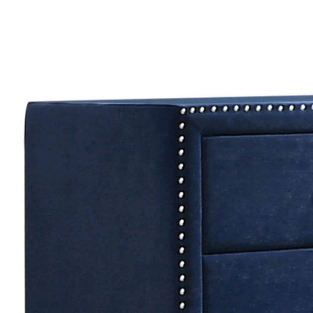 BenJara BM280482 60 in. Cale Modern Glam Velvet & Wood Dresser with 6 Drawer, Blue