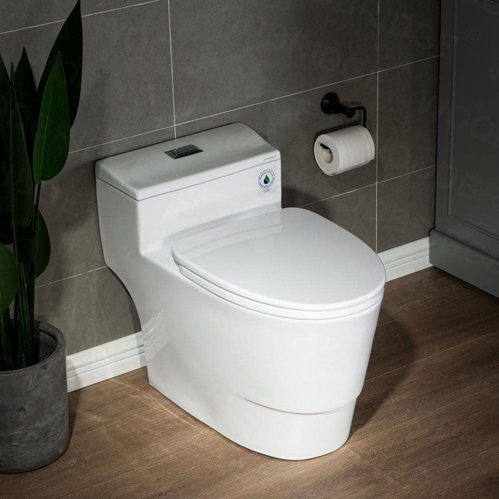 WoodBridge 1.6 Gallons GPF Elongated Comfort Height Floor Mounted One-Piece Toilet (Seat Included)
