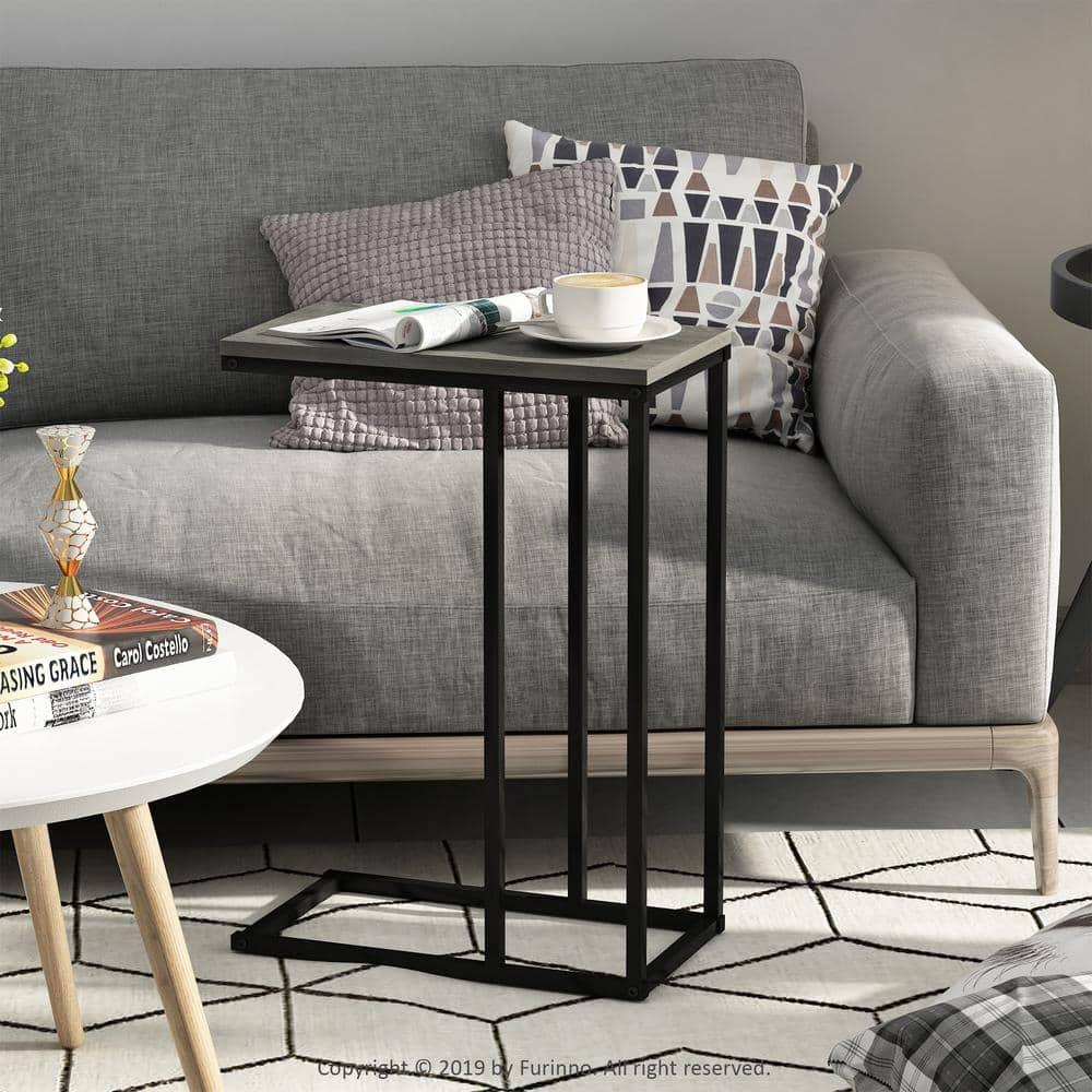 Furinno Modern Coffee Tray Sofa Side End Table Ottoman Couch Console Stand TV Lap Snack for Living Room&Home Decor,French Oak Grey